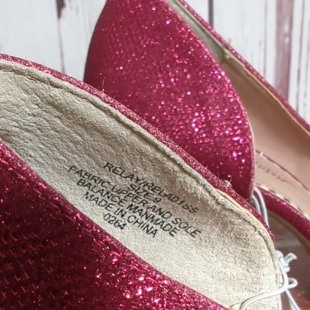 Betsey Johnson Pink Glitter Bow High Heels Party Birthday Coquette Girly 9 NWOT - Picture 8 of 15